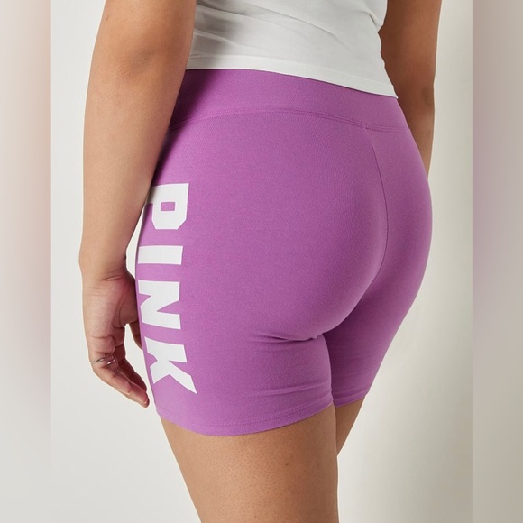 VICTORIA SECRET PINK 6" Cotton High-Waist Biker Shorts Size Large Purple - Picture 2 of 4